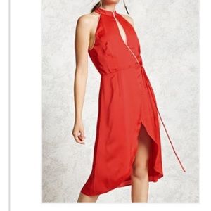 Forever 21 Chinese Style Red Satin Wrap Dress